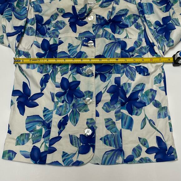 Coldwater Creek Long Sleeve Button Up Light Jacket, White w/Blue Floral, Size XS - Picture 7 of 9